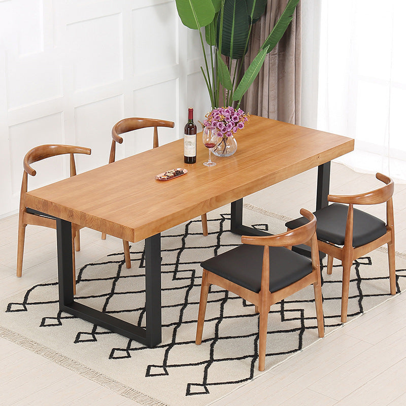 Industrial 1/4/5/7 Pieces Furniture Solid Wood Rectangle Dining Table Set in Brown