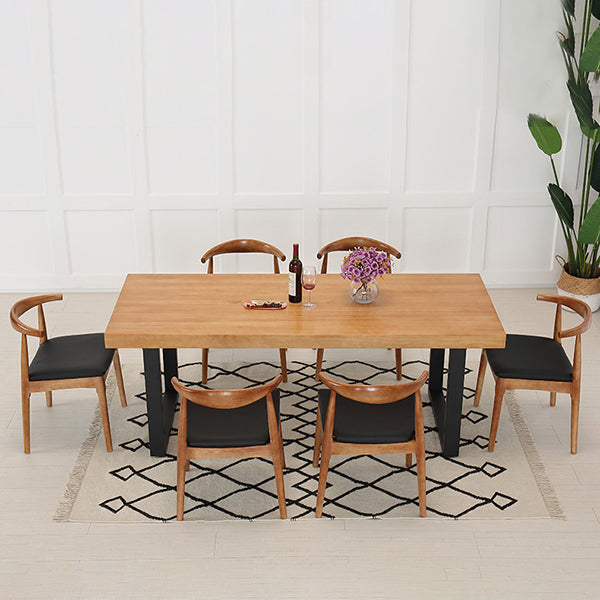 Industrial 1/4/5/7 Pieces Furniture Solid Wood Rectangle Dining Table Set in Brown