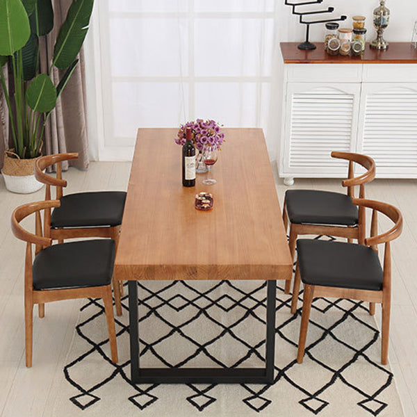 Industrial 1/4/5/7 Pieces Furniture Solid Wood Rectangle Dining Table Set in Brown