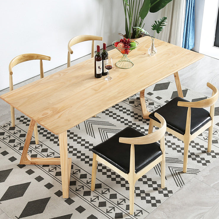 Minimalist 1/2/5 Pieces Furniture Solid Wood Rectangle Dining Table Set in Natural