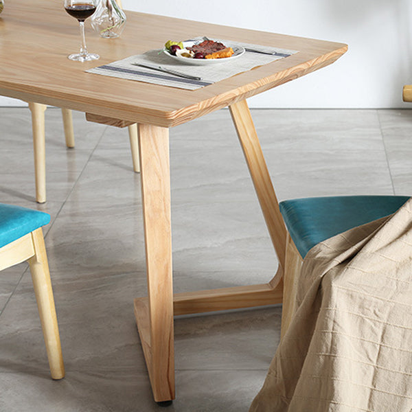 Minimalist 1/2/5 Pieces Furniture Solid Wood Rectangle Dining Table Set in Natural