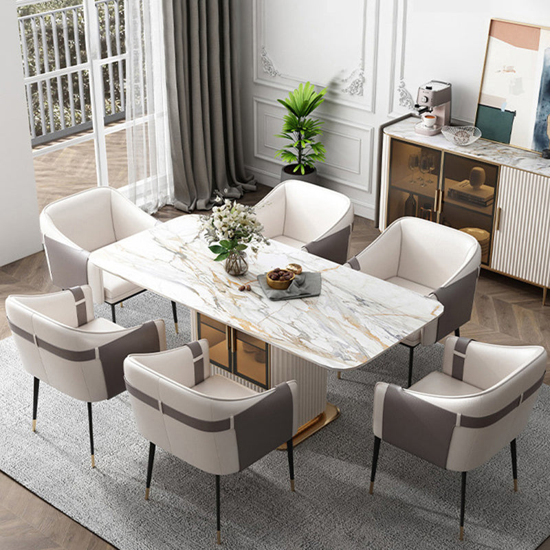 Minimalist 1/2/5/7 Pieces Dining Set Stone Rectangle Dining Table Set for Home