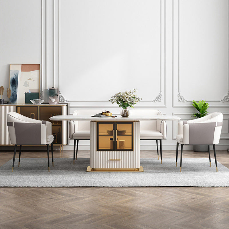 Minimalist 1/2/5/7 Pieces Dining Set Stone Rectangle Dining Table Set for Home