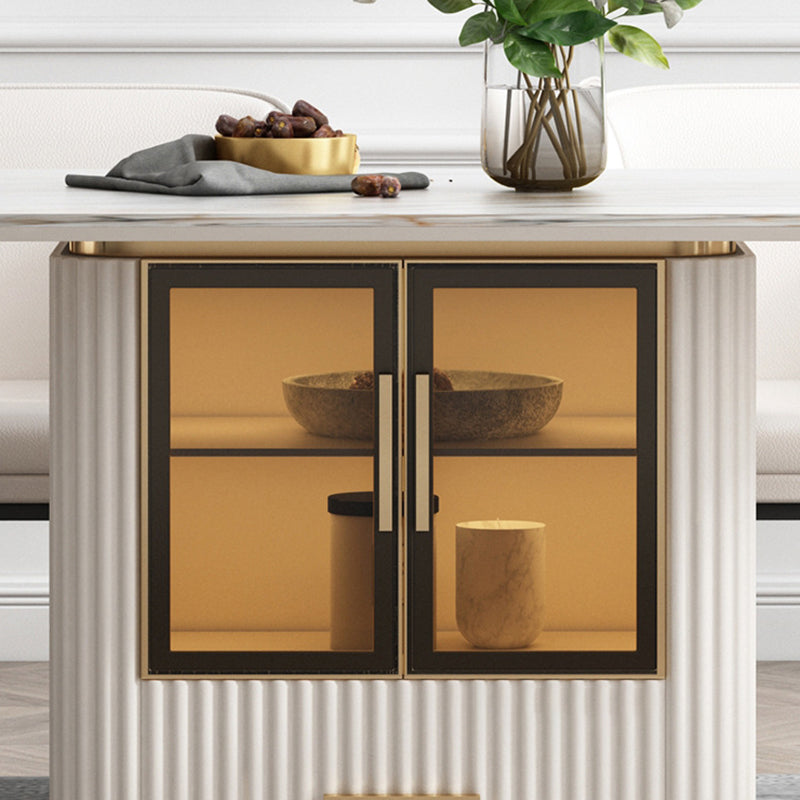 Minimalist 1/2/5/7 Pieces Dining Set Stone Rectangle Dining Table Set for Home