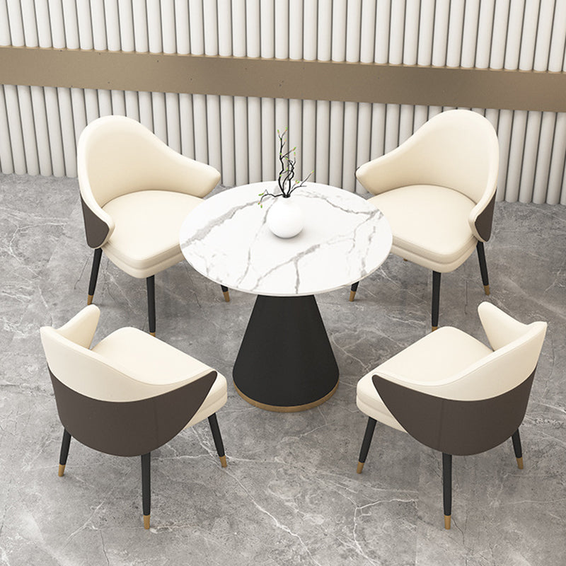 Modern Stone Dining Set 1/2/5 Pieces Round Dining Table Set with Padded Chairs