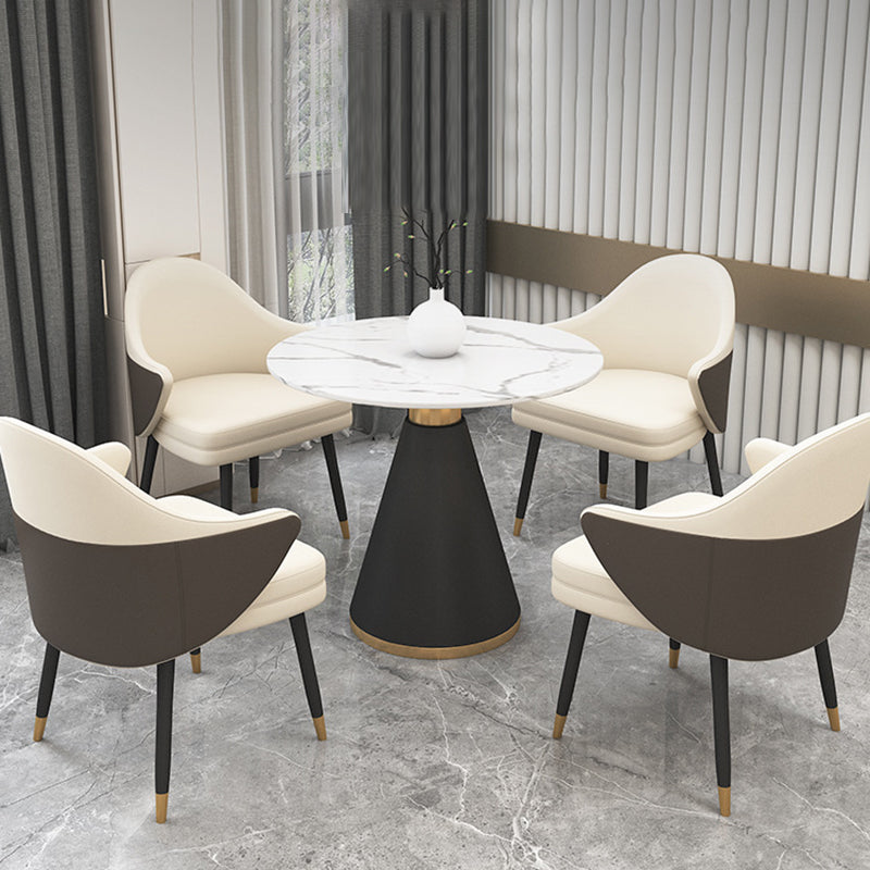 Modern Stone Dining Set 1/2/5 Pieces Round Dining Table Set with Padded Chairs