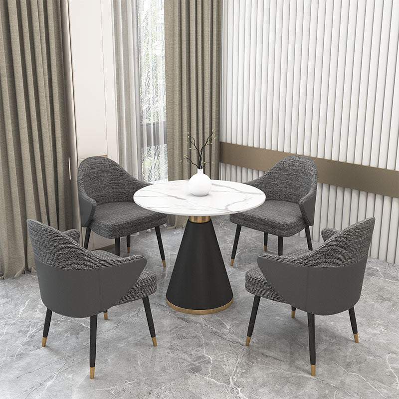 Modern Stone Dining Set 1/2/5 Pieces Round Dining Table Set with Padded Chairs
