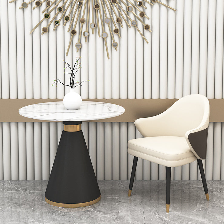 Modern Stone Dining Set 1/2/5 Pieces Round Dining Table Set with Padded Chairs