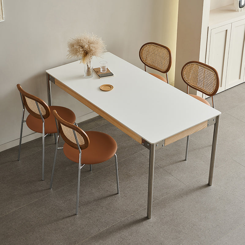 Sintered Stone Dining Table Set 1/4/5 Pcs Rectangle Dining Table with Armless Chairs