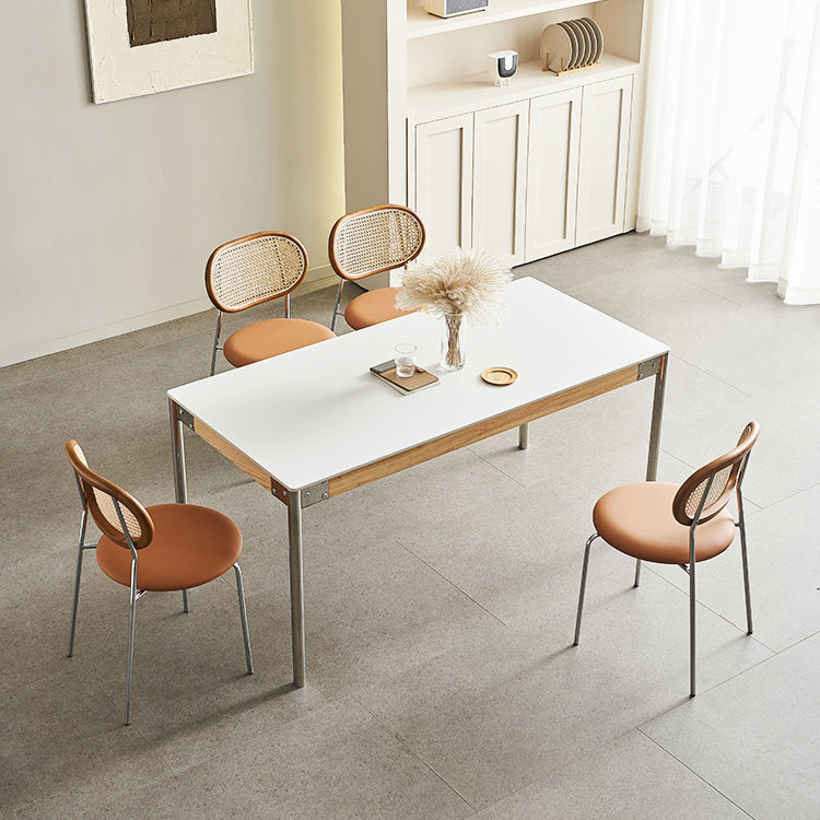 Sintered Stone Dining Table Set 1/4/5 Pcs Rectangle Dining Table with Armless Chairs