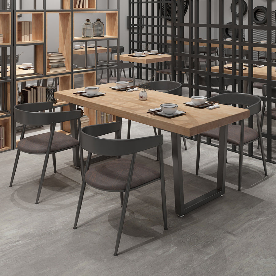 Industrial Dining Set 1/5 Pcs Solid Wood Dining Table and Metal Frame Chairs