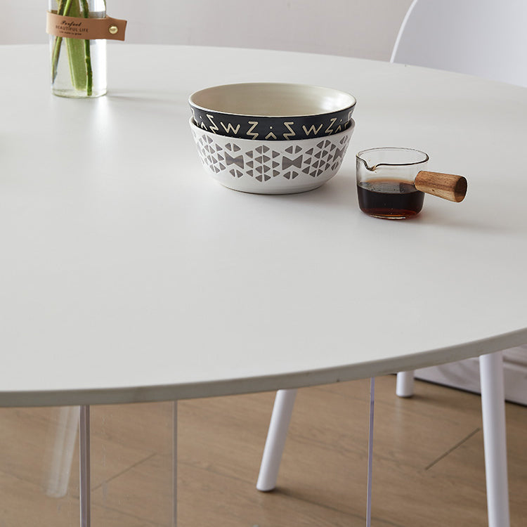 Round Dining Table Set 1/3/4/5 Pcs Acrylic Base Table and Plastic Chairs in White