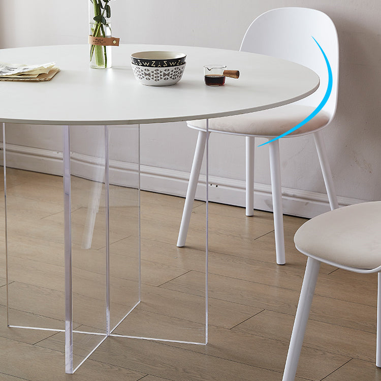 Round Dining Table Set 1/3/4/5 Pcs Acrylic Base Table and Plastic Chairs in White