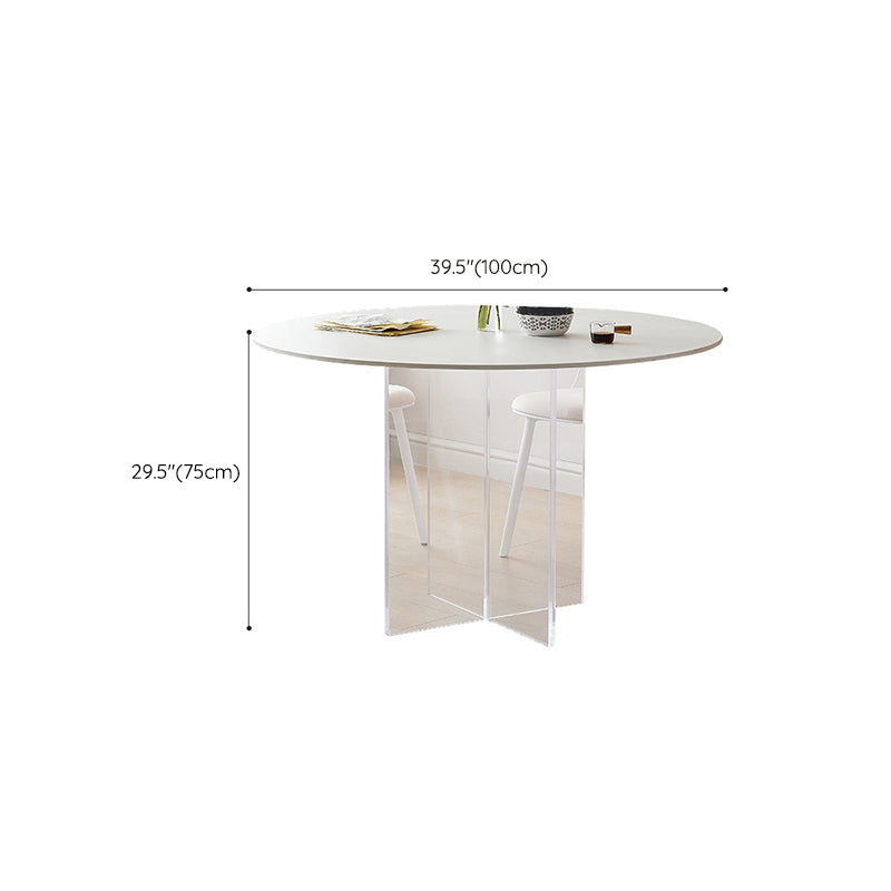 Round Dining Table Set 1/3/4/5 Pcs Acrylic Base Table and Plastic Chairs in White