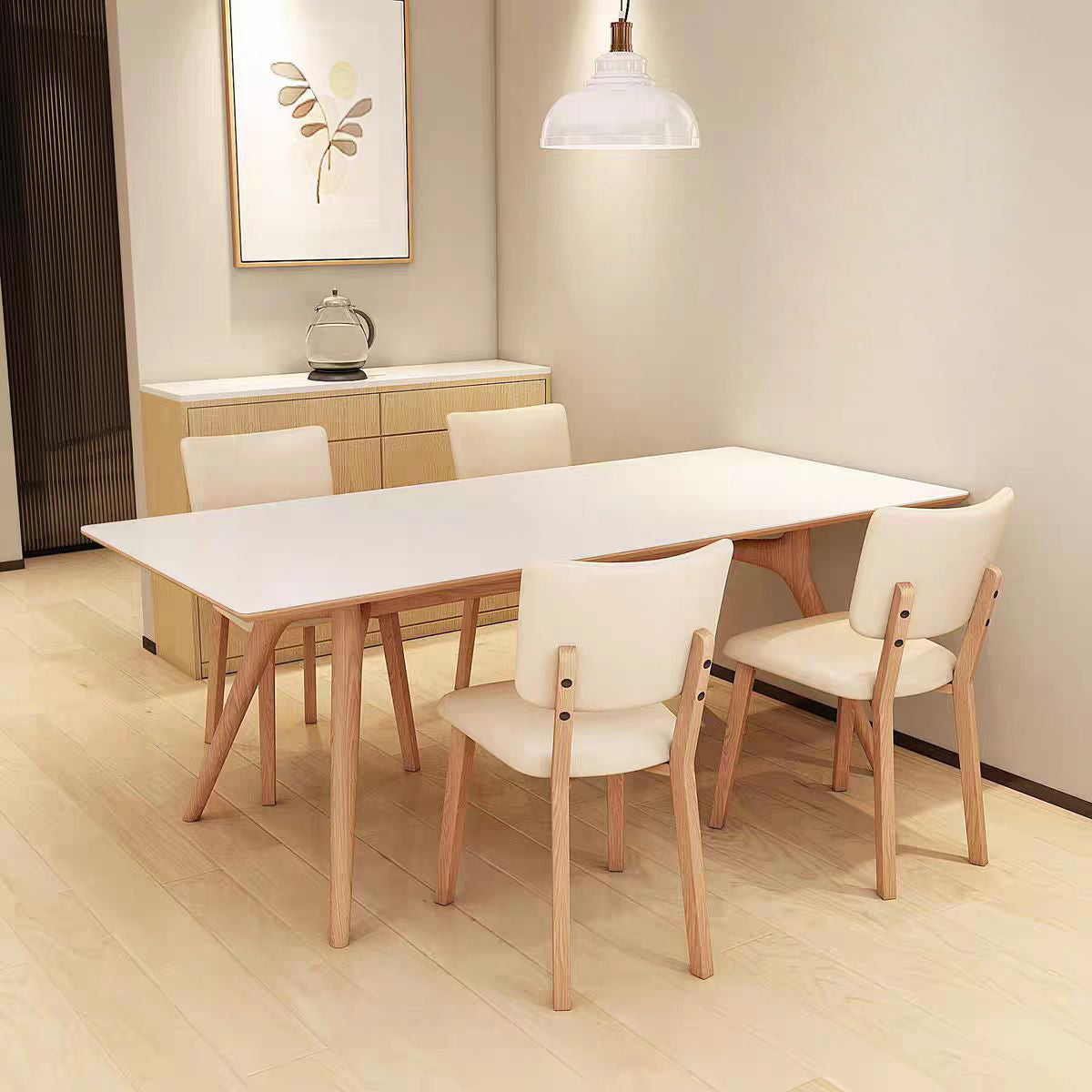 Modern Style Rectangle Table Set 1/2/5/7 Pieces Dining Set with Wood Legs for Home Use