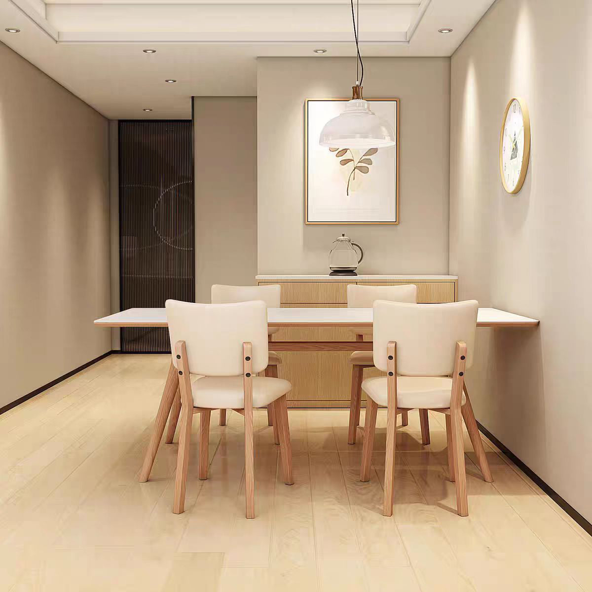 Modern Style Rectangle Table Set 1/2/5/7 Pieces Dining Set with Wood Legs for Home Use