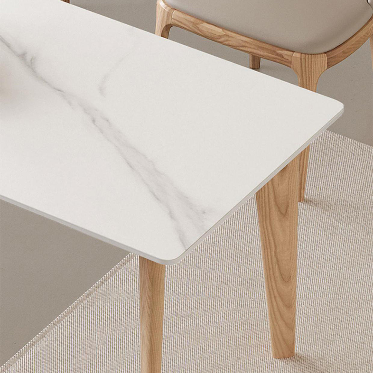 Modern Style Rectangle Table Set 1/3/4 Pieces Dining Set with Wood Legs for Home Use