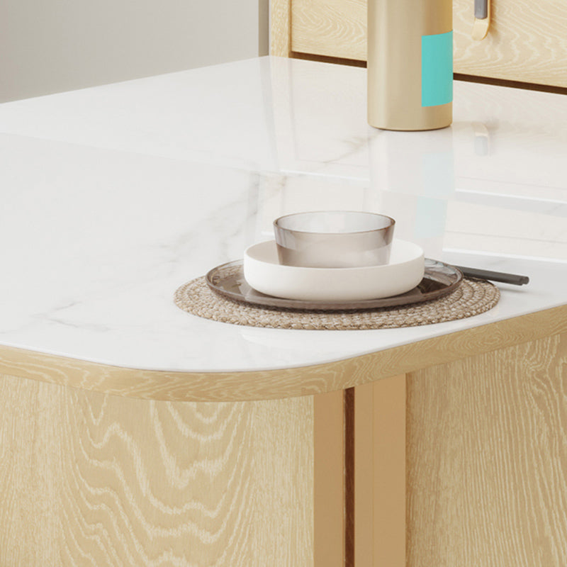 Folding Dining Table Set 1/3/5/7 Pcs Stone Top Dining Table with Upholstered Chairs