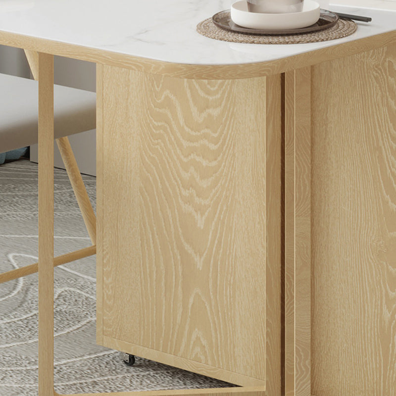 Folding Dining Table Set 1/3/5/7 Pcs Stone Top Dining Table with Upholstered Chairs