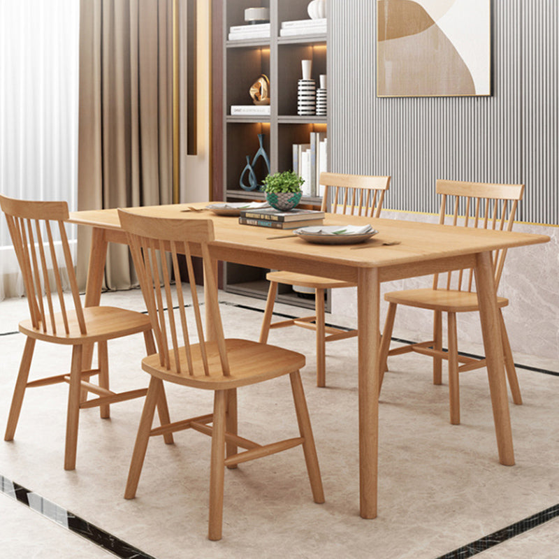 Contemporary 1/2/5/7 Pieces Furniture Rectangle Solid Wood Dining Table Set in Natural