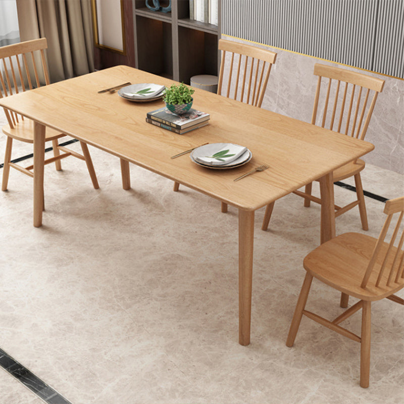 Contemporary 1/2/5/7 Pieces Furniture Rectangle Solid Wood Dining Table Set in Natural
