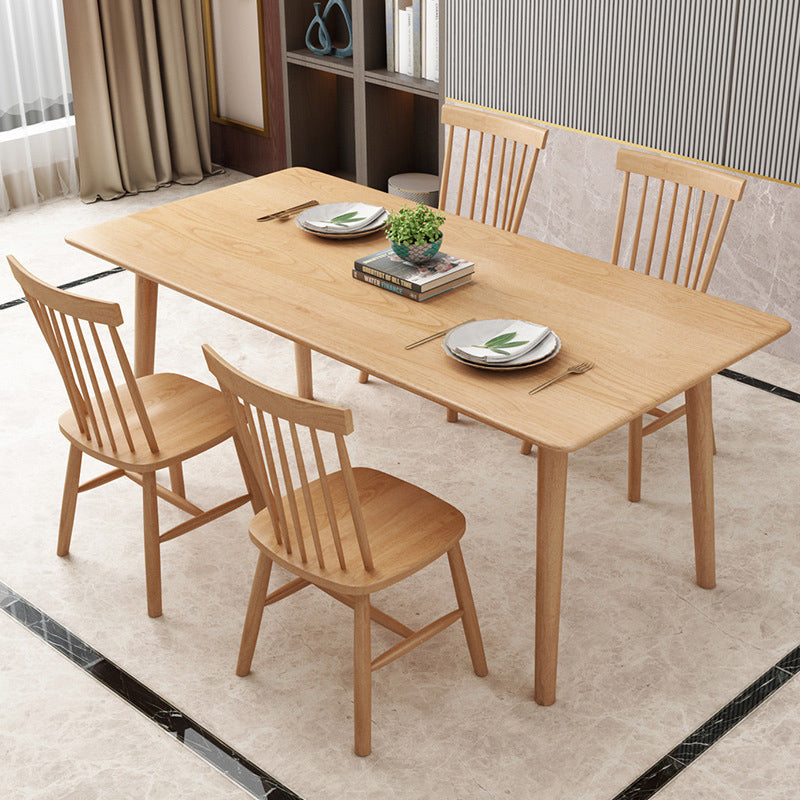 Contemporary 1/2/5/7 Pieces Furniture Rectangle Solid Wood Dining Table Set in Natural