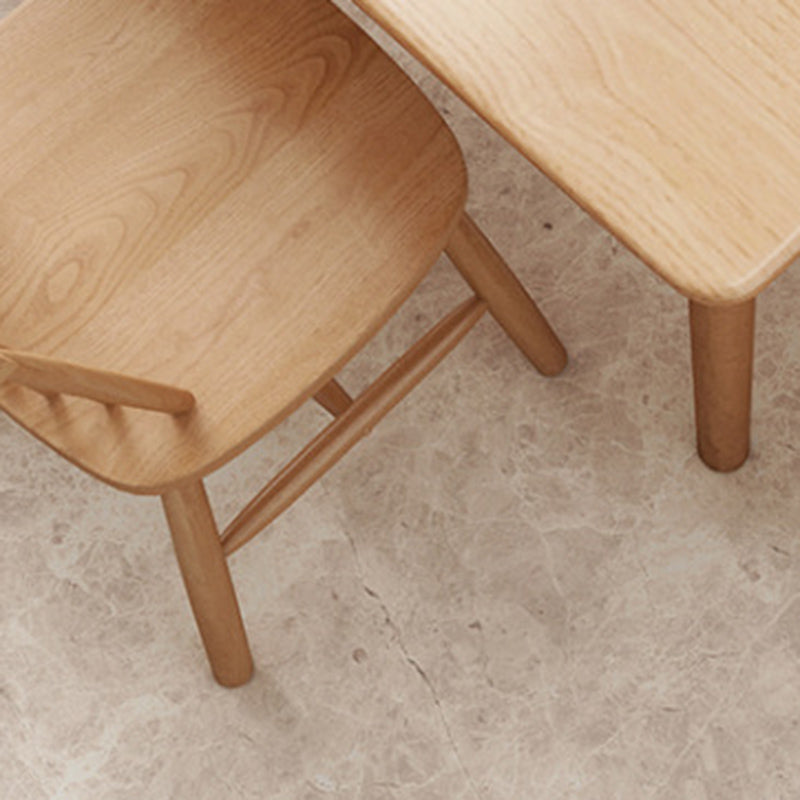 Contemporary 1/2/5/7 Pieces Furniture Rectangle Solid Wood Dining Table Set in Natural