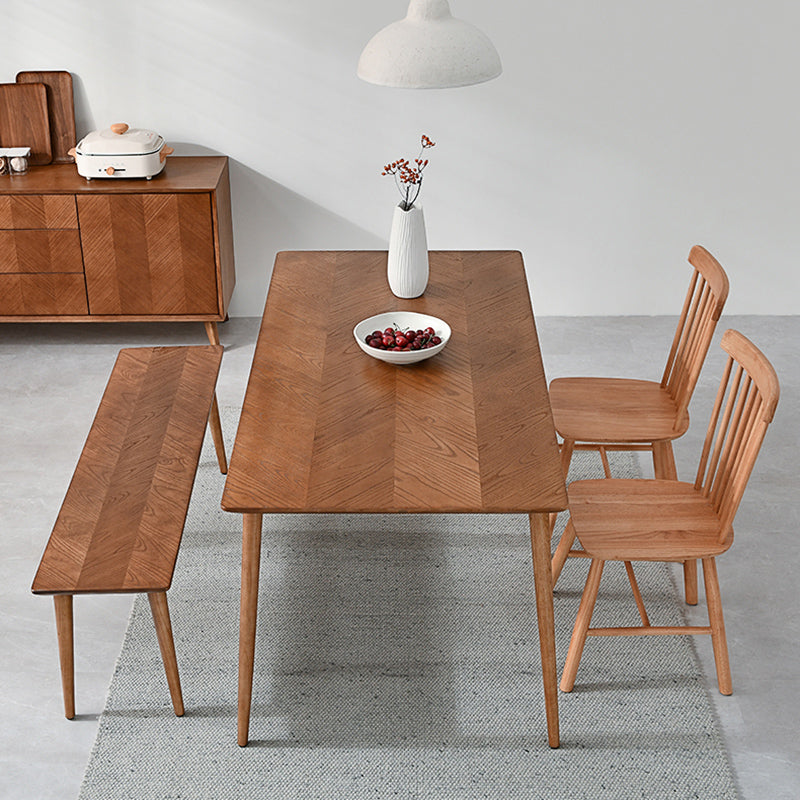 Modern Dining Set 1/4 Pcs Solid Wood Dining Table and Chairs with Bench