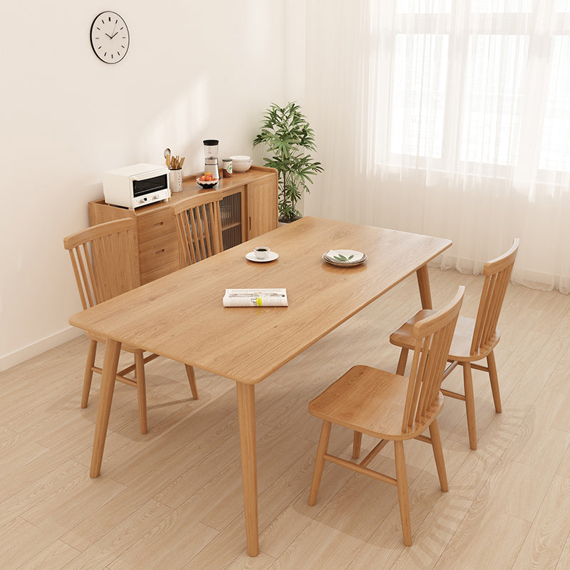 Solid Wood Dining Set 1/5 Pcs Rectangle Dining Table with Slat Back Chairs