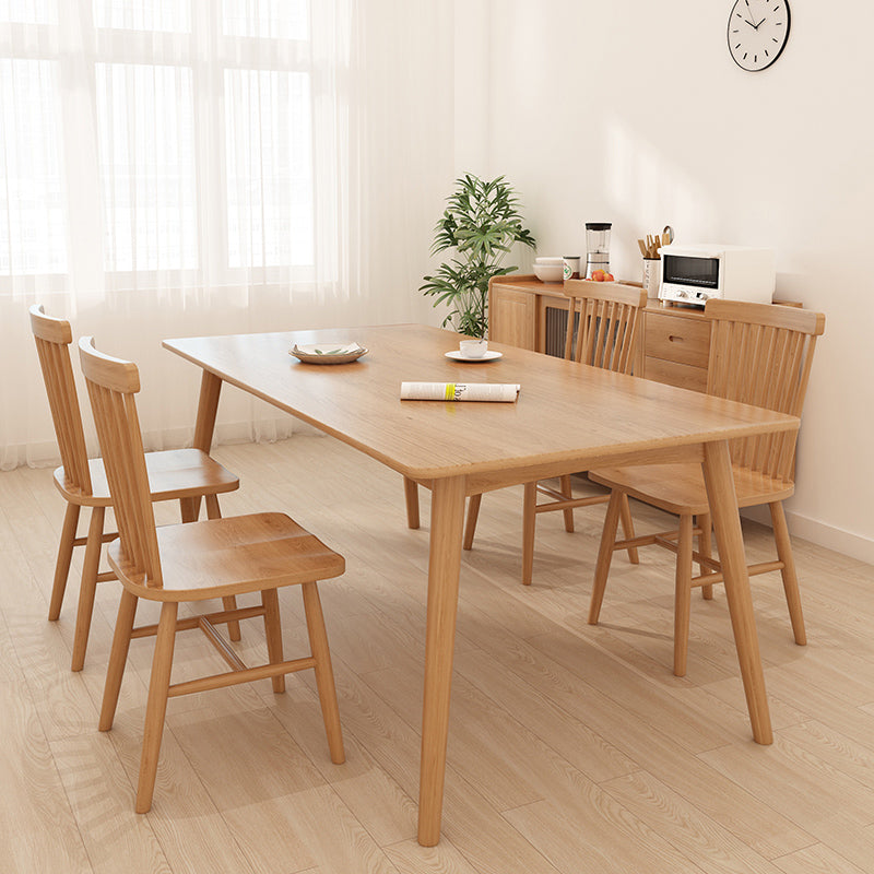 Solid Wood Dining Set 1/5 Pcs Rectangle Dining Table with Slat Back Chairs