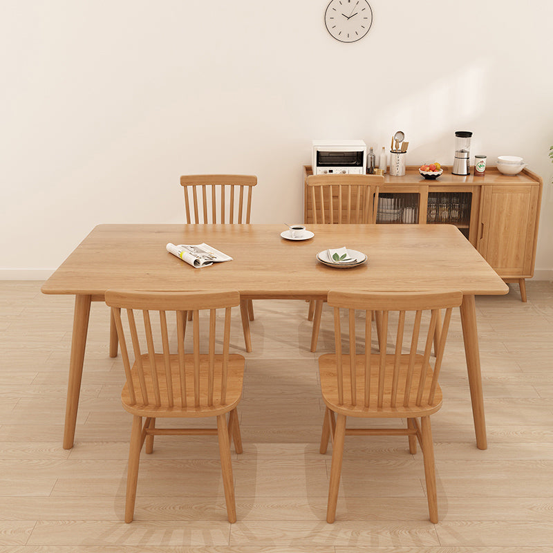 Solid Wood Dining Set 1/5 Pcs Rectangle Dining Table with Slat Back Chairs
