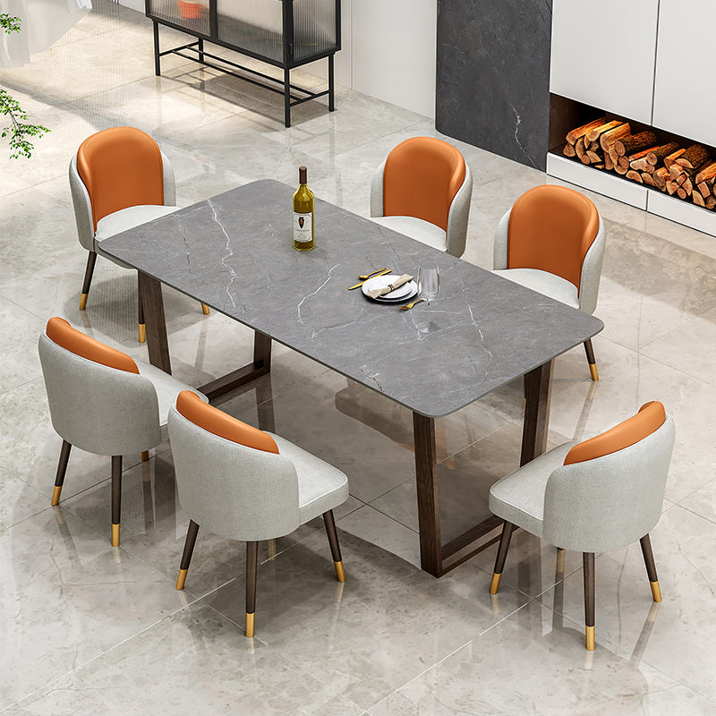 Modern 1/4/5/7 Pieces Dining Furniture Stone Rectangle Dining Chairs Set in Gray