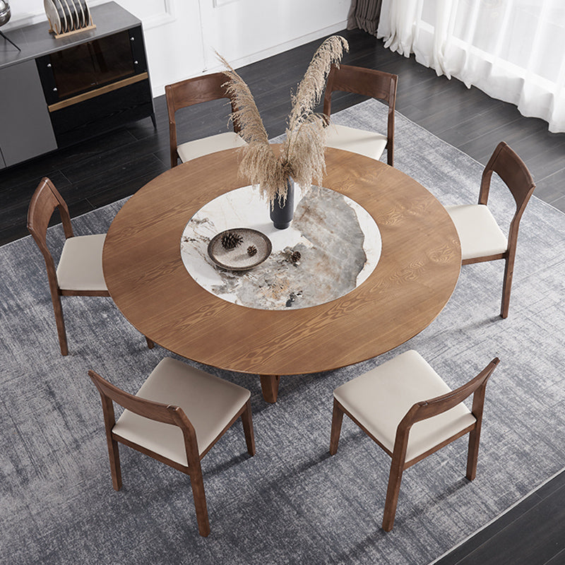 Modern Dining Set 1/4/5/7 Pcs Round Solid Wood Dining Table and Armless Chairs