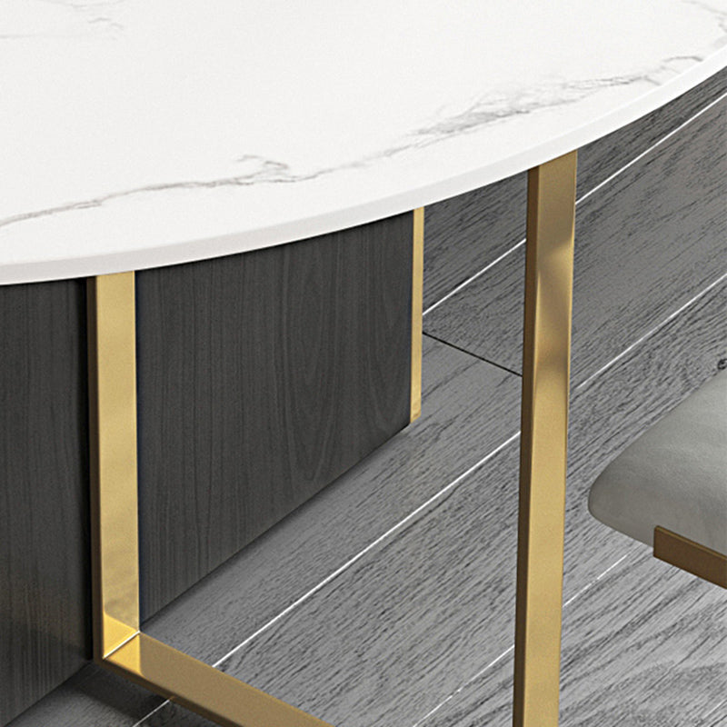 Modern Dining Set 1/3/7 Pcs Sintered Stone Top Dining Table with Folding Chairs