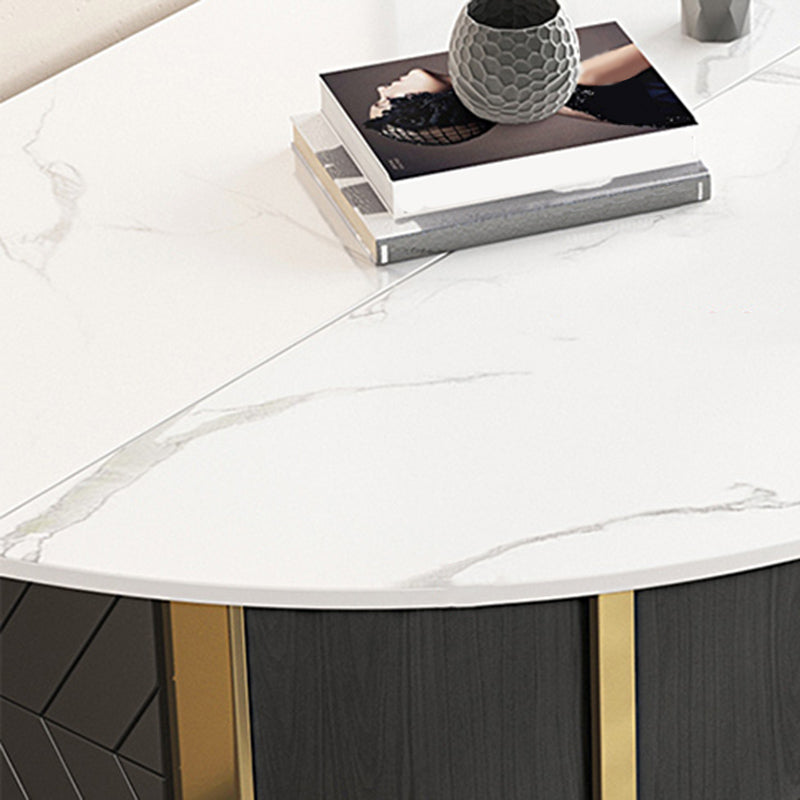 Modern Dining Set 1/3/7 Pcs Sintered Stone Top Dining Table with Folding Chairs