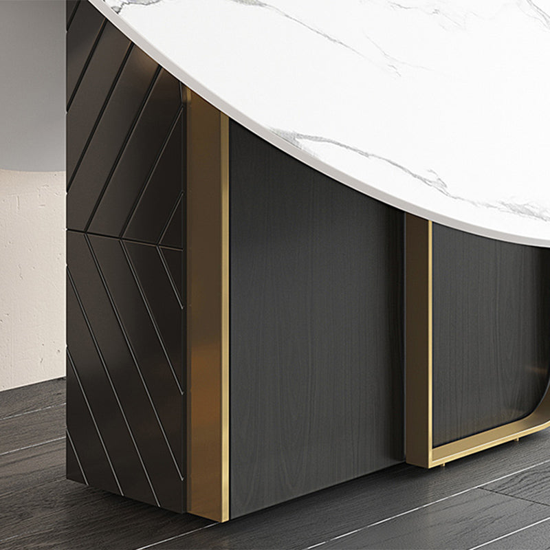 Modern Dining Set 1/3/7 Pcs Sintered Stone Top Dining Table with Folding Chairs