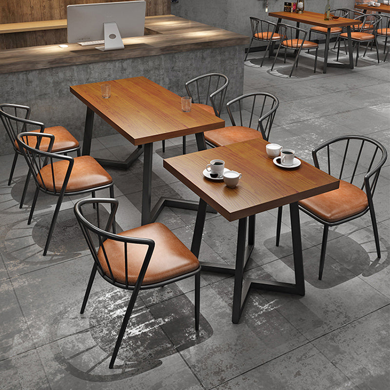 Industrial Dining Set 1/3/5 Pcs Solid Wood Top Dining Table with Upholstered Chairs