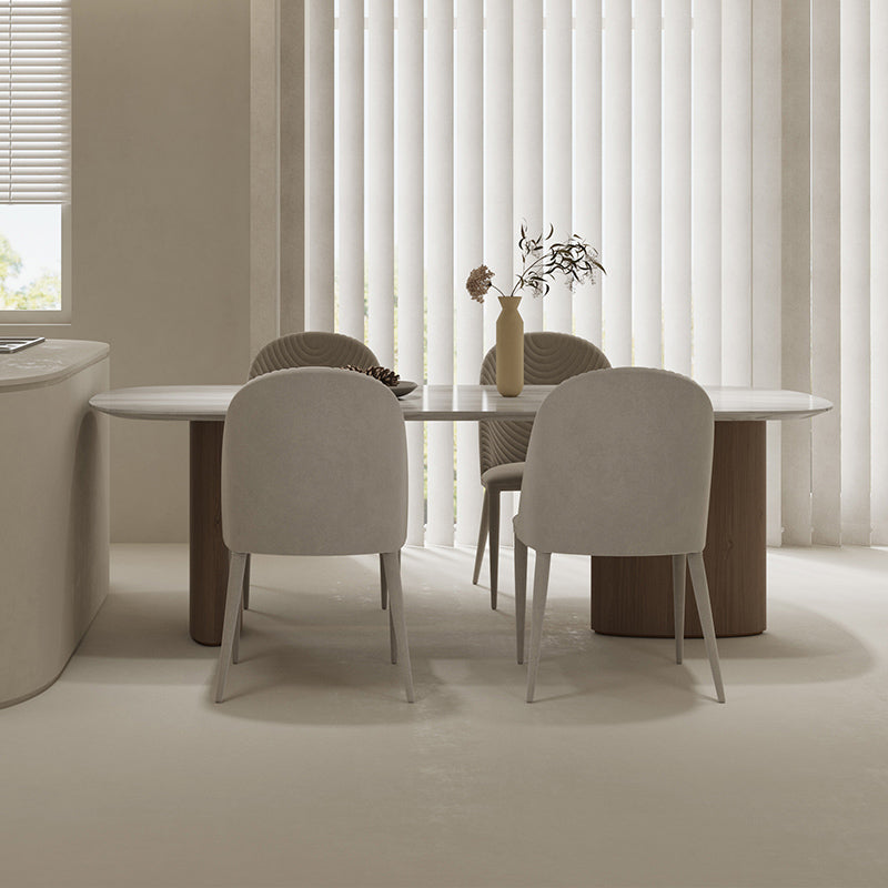 Modern Dining Set 1/5 Pcs Marble Dining Table with Upholstered Chairs