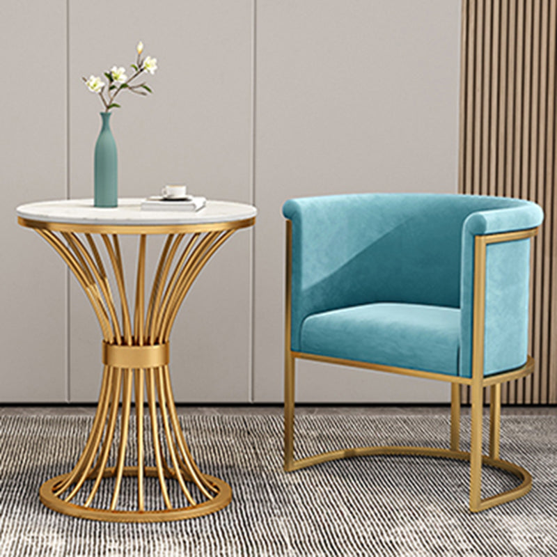 Upholstered Arm Chair Velvet Gold Base Dining Chair for Dining Room