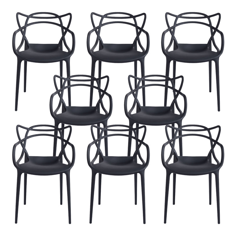 Open Back Dining Arm Chair Modern Indoor-Outdoor Plastic Chair