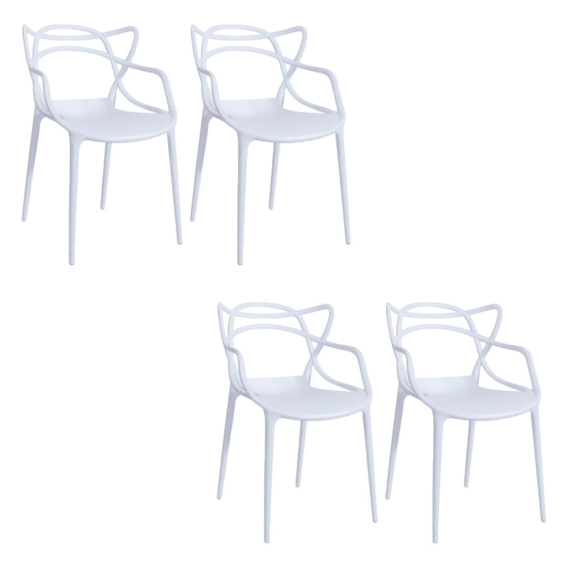 Open Back Dining Arm Chair Modern Indoor-Outdoor Plastic Chair