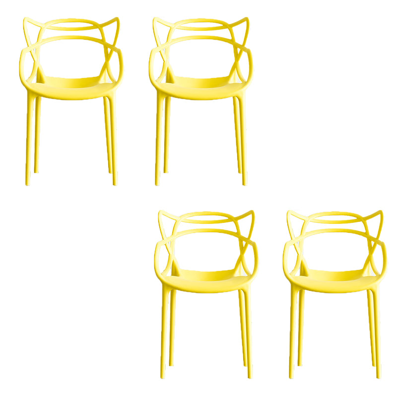 Open Back Dining Arm Chair Modern Indoor-Outdoor Plastic Chair