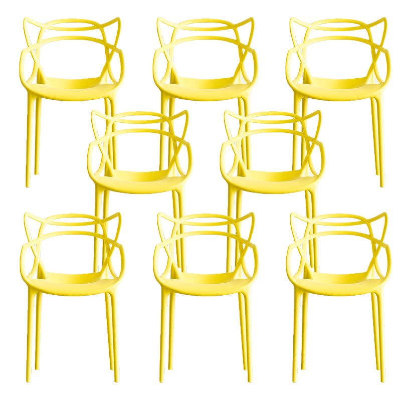 Open Back Dining Arm Chair Modern Indoor-Outdoor Plastic Chair