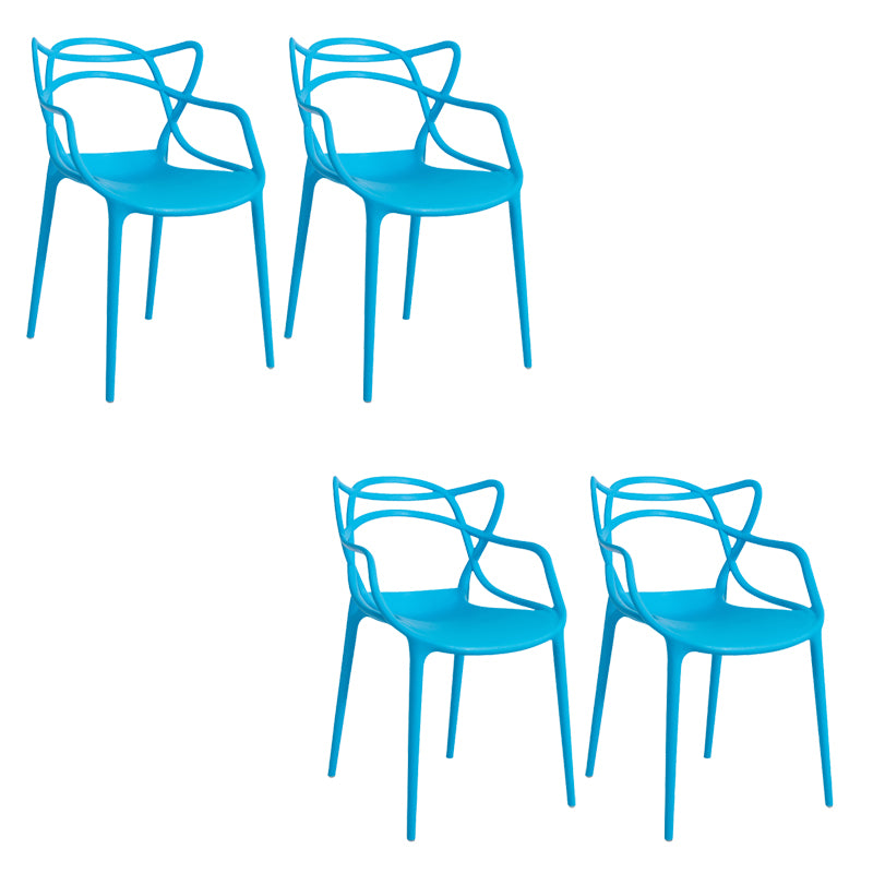 Open Back Dining Arm Chair Modern Indoor-Outdoor Plastic Chair