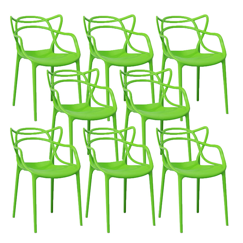 Open Back Dining Arm Chair Modern Indoor-Outdoor Plastic Chair