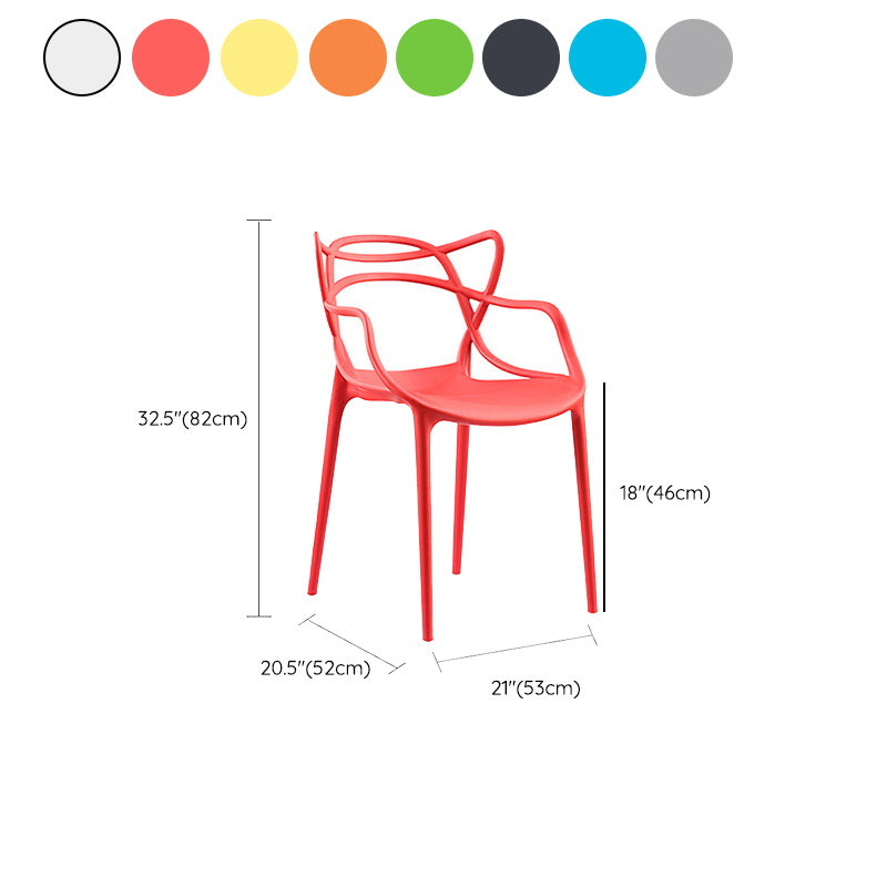 Open Back Dining Arm Chair Modern Indoor-Outdoor Plastic Chair