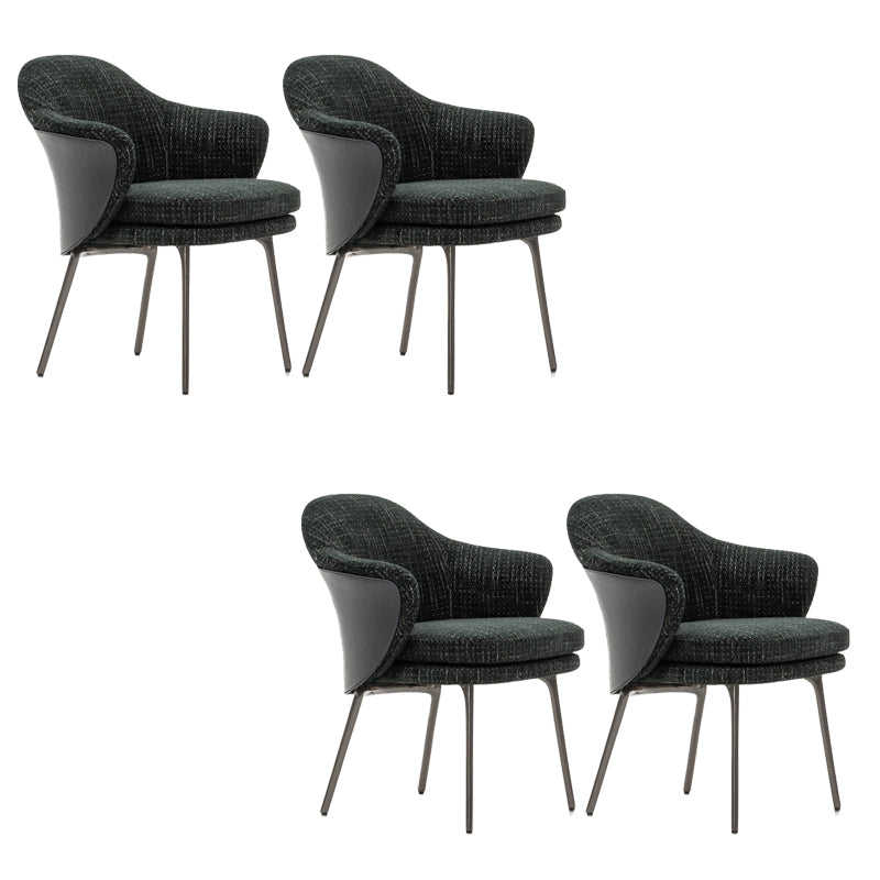 Linen Parsons Arm Chair Metal Base Indoor Dining Chair for Home