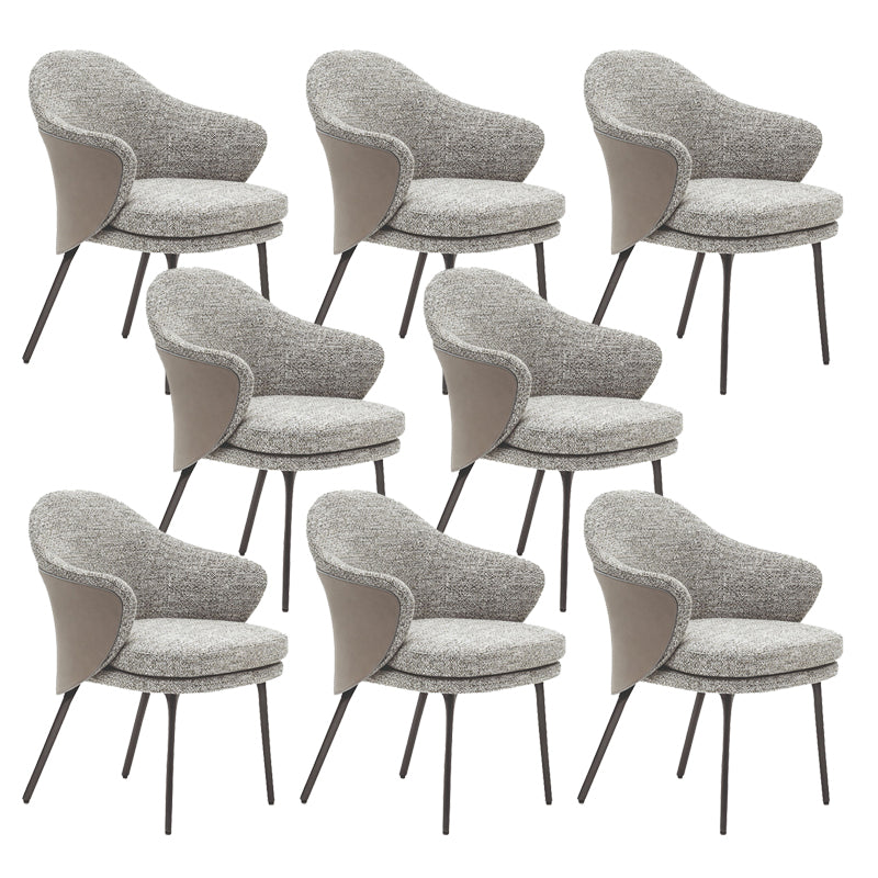 Linen Parsons Arm Chair Metal Base Indoor Dining Chair for Home