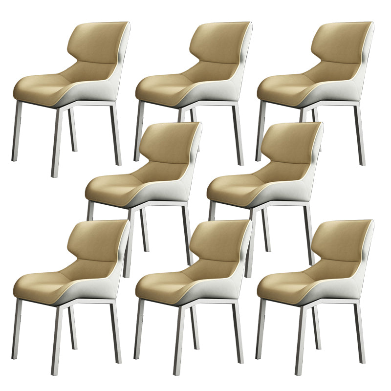 Glam Style Parsons Side Chair Metal Base Indoor Dining Chair