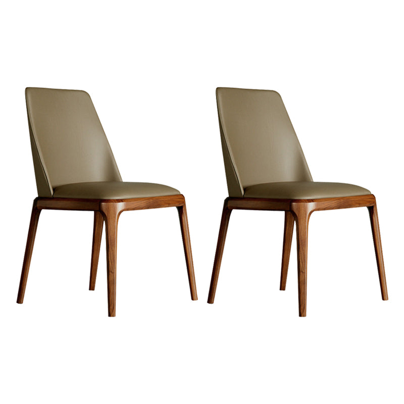 Industrial Solid Wood Dining Chair Faux Leather Side Chair with Upholstered